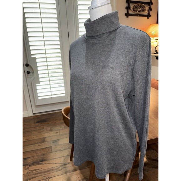 Lauren Ralph Lauren Gray Turtleneck Top 1X Long Sleeve Pullover Classic Basic - Picture 3 of 9